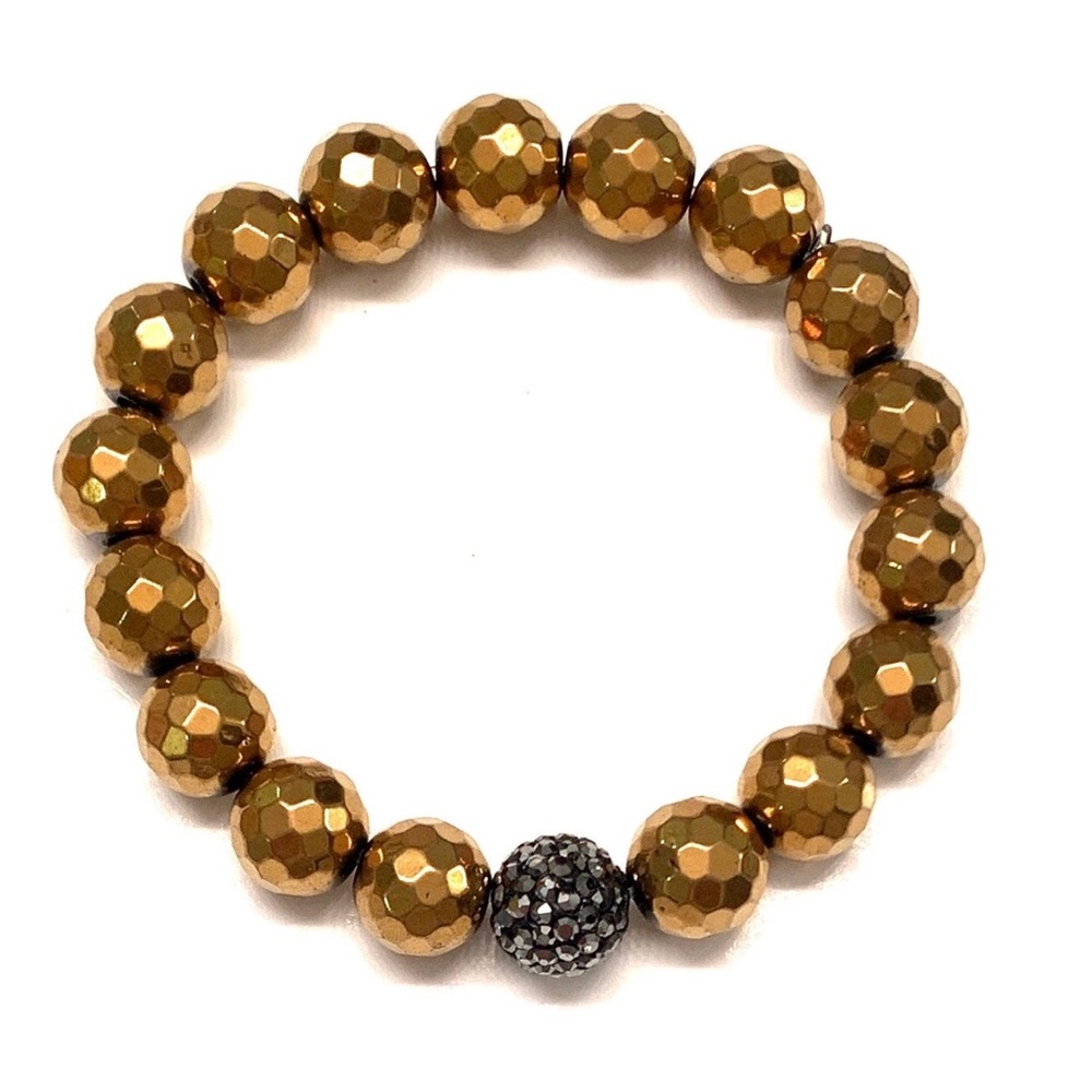 Gold Pyrite and Pave Ball Bracelet
